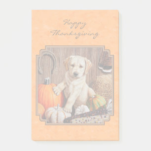 Gelbe Labrador Pup und Pumpkin Harvest Orange Post-it Klebezettel