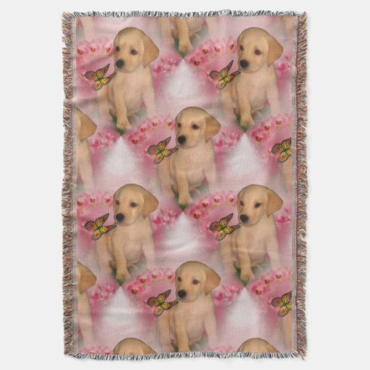 Gelbe Labrador Puppy Butterfells Hundemuster Decke (Vorderseite Vertikal)