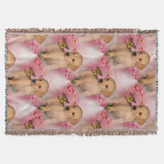 Gelbe Labrador Puppy Butterfells Hundemuster Decke (Vorderseite)