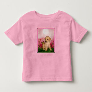Gelbe Labrador Puppy Butterfly Lily Blume Hund Art Kleinkind T-shirt