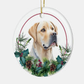 Gelbe Labrador Retriever Evergreen Berry Wreath Keramik Ornament (Links)