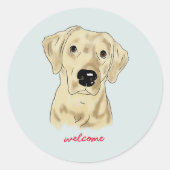 Gelbe Labrador Runder Aufkleber (Vorderseite)