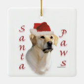 Gelbe Labrador Santa Paws Keramikornament (Rückseite)