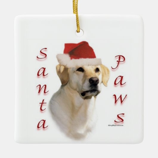 Gelbe Labrador Santa Paws Keramikornament (Vorderseite)