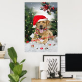 Gelbe Labrador Santa Paws Poster (Heimbüro)
