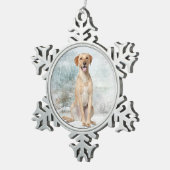 Gelbe Labrador Schneeflocken Zinn-Ornament (Rechts)