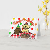 Gelbe Labrador & Schokolade Labrador Geburtstag Karte (Gelbe Blume)