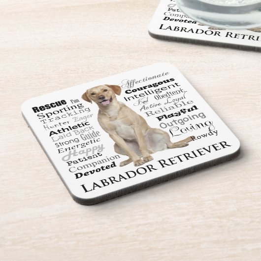 Gelbe Labrador Tracks Untersetzer Set (Linke Seite)