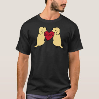 Gelbe Labrador-Twins mit Liebe T-Shirt