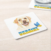 Gelbe Labrador und Schmetterling in der Ukraine Rechteckiger Pappuntersetzer (angewinkelt)