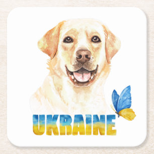 Gelbe Labrador und Schmetterling in der Ukraine Rechteckiger Pappuntersetzer