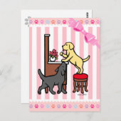 Gelbe Labrador und schwarzes Labor der Mama Postkarte (Vorne/Hinten)