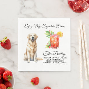 Gelbe Labrador Unterschrift Drink Hochzeitstiefel Serviette