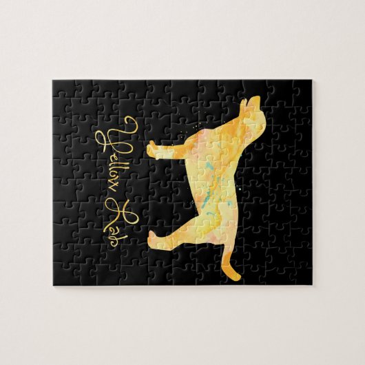 Gelbe Labrador Watercolor-Design Puzzle (Horizontal)