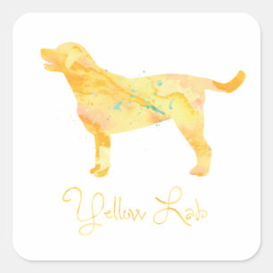 gelbe Labrador Watercolor-Design Quadratischer Aufkleber