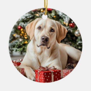Gelbe Labrador Weihnachten Keramik Ornament