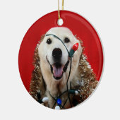 Gelbe Labrador Weihnachten Keramikornament (Links)