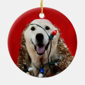 Gelbe Labrador Weihnachten Keramikornament (Hinten)
