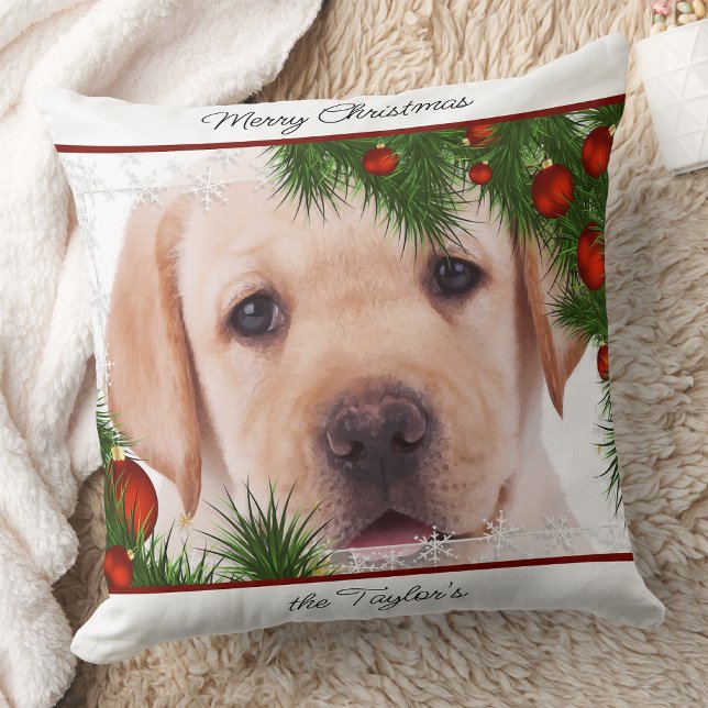 Gelbe Labrador Weihnachten - Personalisiertes Welp Kissen (Von Creator hochgeladen)