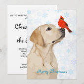 Gelbe Labrador Weihnachts-Kardinal - Niedlicher La Einladung (Vorne/Hinten)