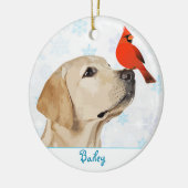 Gelbe Labrador Weihnachts-Kardinal - Niedlicher La Keramik Ornament (Links)