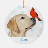 Gelbe Labrador Weihnachts-Kardinal - Niedlicher La Keramik Ornament (Hinten)