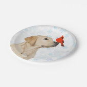 Gelbe Labrador Weihnachts-Kardinal - Niedlicher La Pappteller (Schrägansicht)