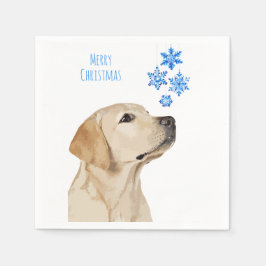 Gelbe Labrador Weihnachts-Schneeflocken Niedlicher Serviette
