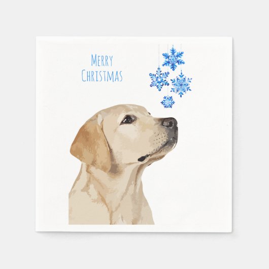 Gelbe Labrador Weihnachts-Schneeflocken Niedlicher Serviette (Vorderseite)