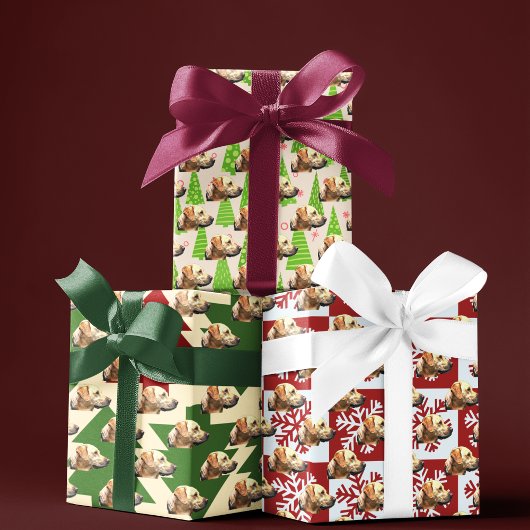 Gelbe Labrador Weihnachtshund Geschenkpapier Set