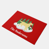 Gelbe Labrador-Weihnachtsimmergrün-Bäume Fußmatte (Schrägansicht)