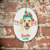 Gelbe Labrador Weihnachtsmannmütze Holiday String Keramik Ornament
