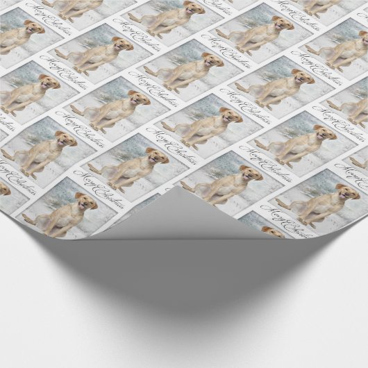 Gelbe Labrador Weihnachtswackelpapier Geschenkpapier (Ecke)