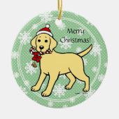 Gelbe Labrador-WeihnachtsWeihnachtsmannmütze Keramik Ornament (Vorne)
