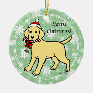 Gelbe Labrador-WeihnachtsWeihnachtsmannmütze Keramik Ornament