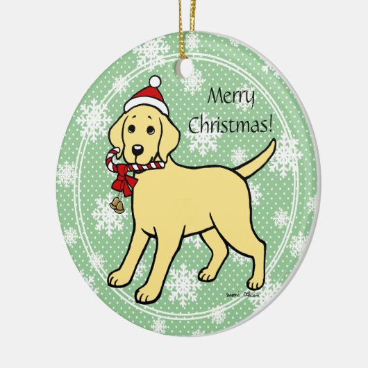 Gelbe Labrador-WeihnachtsWeihnachtsmannmütze Keramik Ornament (Links)