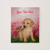 gelbe Labrador Welpe Butterfly Blume Personalisier Puzzle (Vertikal)