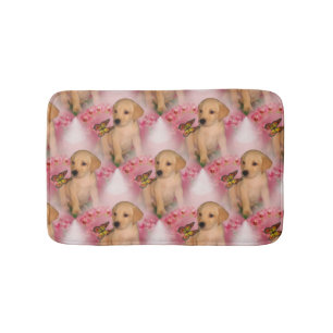 Gelbe Labrador Welpe Butterfly Tiermuster Badematte