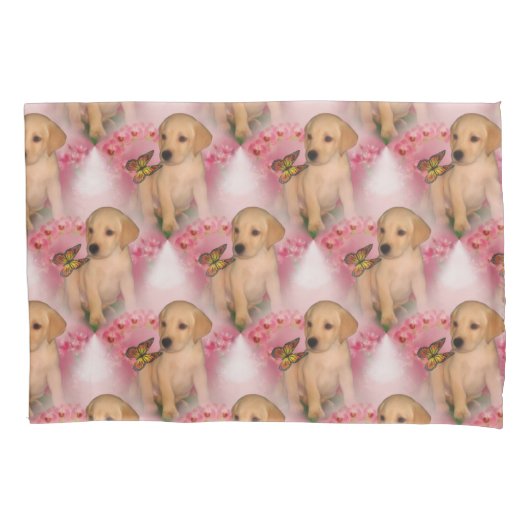 Gelbe Labrador Welpe Butterfly Tiermuster    Kissenbezug (Vorderseite)