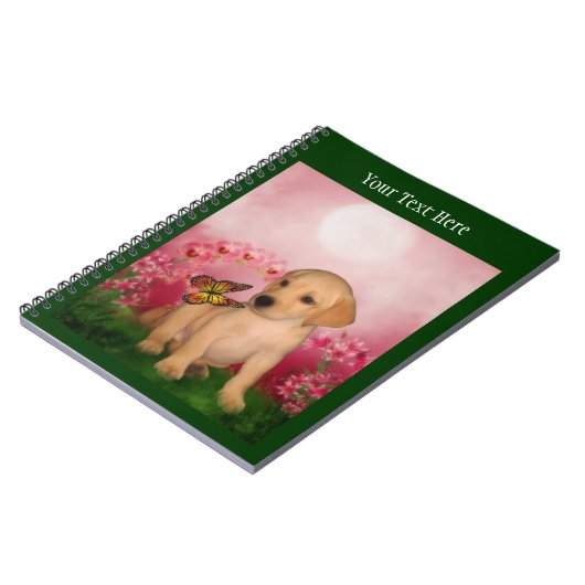 Gelbe Labrador Welpe Fantasy Dog Art Notizblock (Linke Seite)