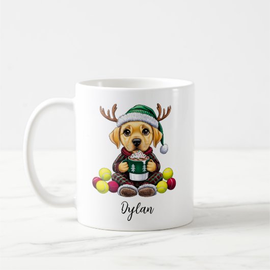 Gelbe Labrador Welpe Personalisiert Weihnachten Ta Kaffeetasse (Links)