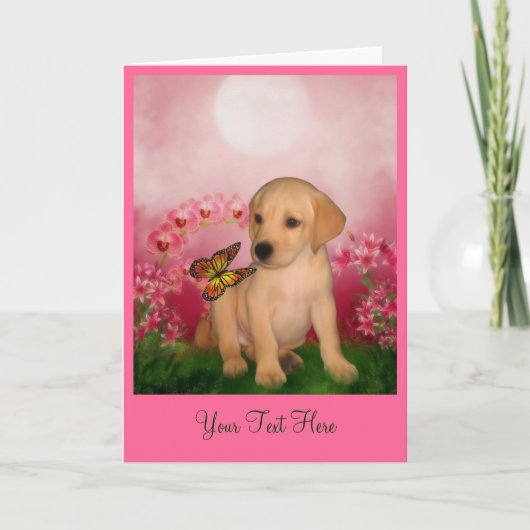 Gelbe Labrador Welpen Hund Art Foto-Karte Karte (Vorderseite)