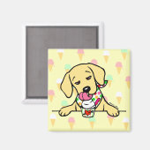 Gelbe Labrador Welpeneis Magnet (Vorderseite/Rückseite)