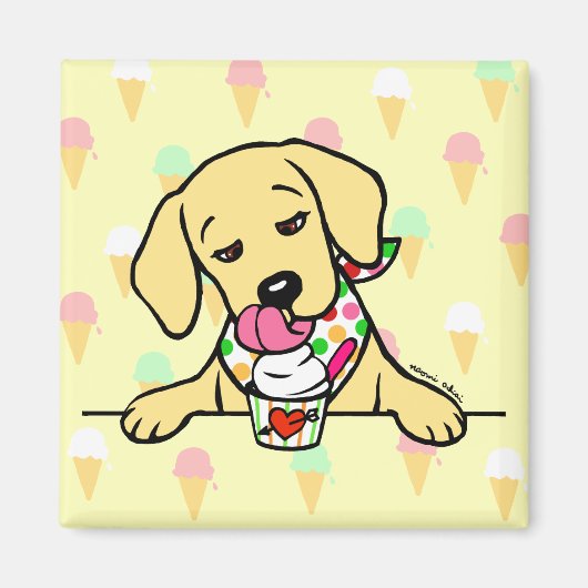 Gelbe Labrador Welpeneis Magnet (Vorne)