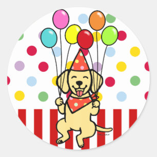 Gelbe Labrador Welppy Birthday Balloons Runder Aufkleber