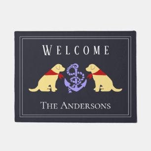 Gelbe Labradors und Anker-Seefußmatte Fußmatte