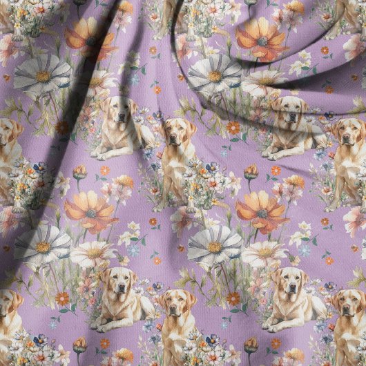 Gelbe Labradors und Wildblumen Muster Stoff