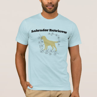 Gelbe Labradorsilhouette mit weißem Blütenrahmen T-Shirt