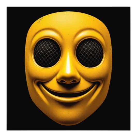 Gelbe Lächelmaske Fotodruck (Vorne)