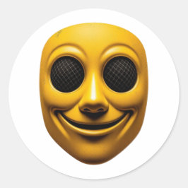 Gelbe Lächelmaske Runder Aufkleber